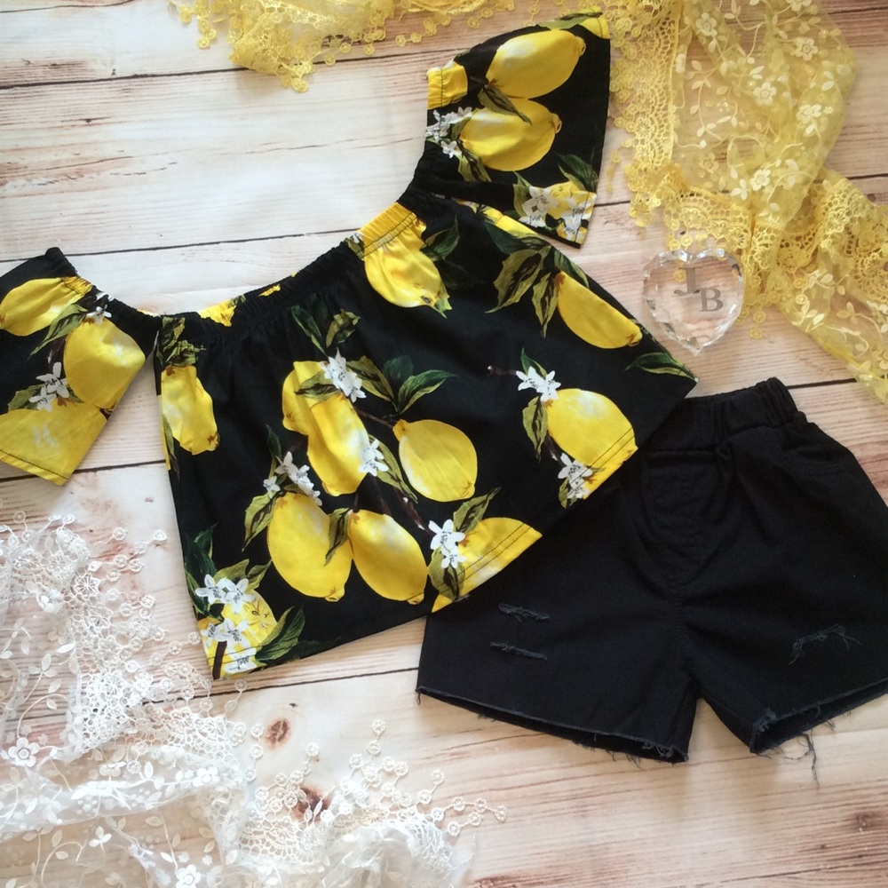 Boutique Girls Trendy Lemon 2pc Outfit - Picture 4 of 4